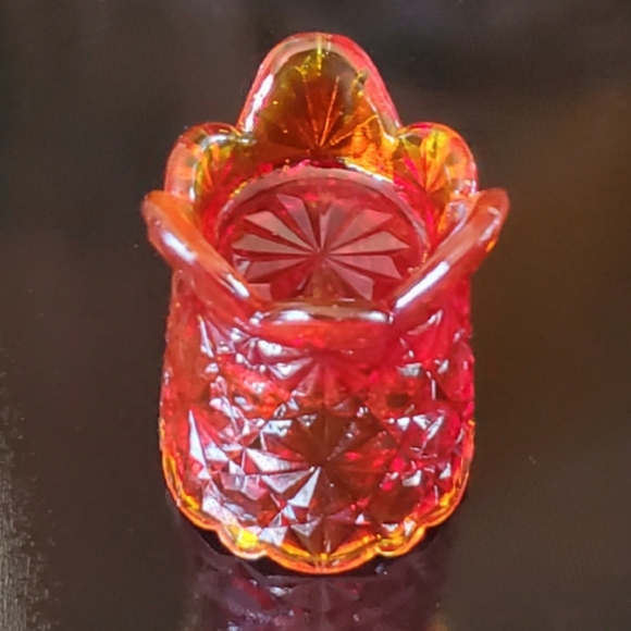 Vntg Amberina "Daisy and Button" Toothpick / Matchstick Holder - Picture 6 of 12